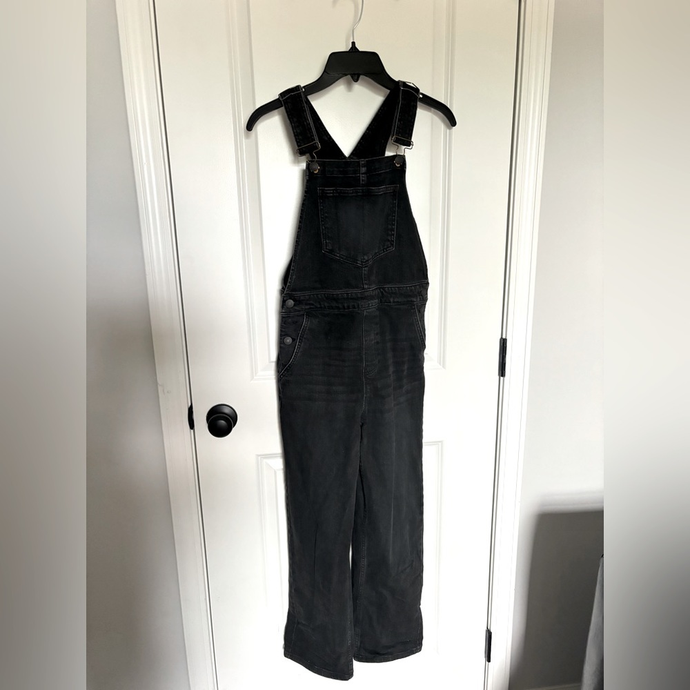 Black denim overalls